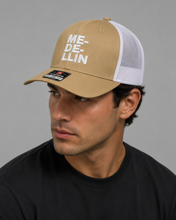 Gorra MEDELLIN Trucker Beige-Blanca