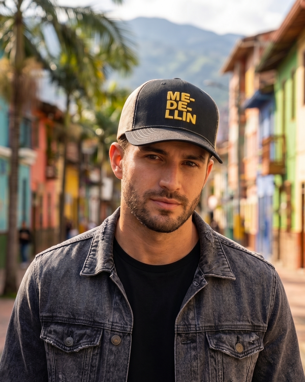 Gorra MEDELLIN Trucker Negro-Amarillo